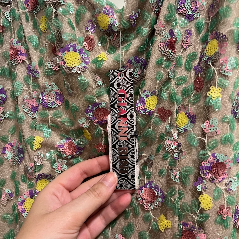NWT GIANNI BINI FLORAL SEQUIN MINI DRESS - Picture 3 of 5